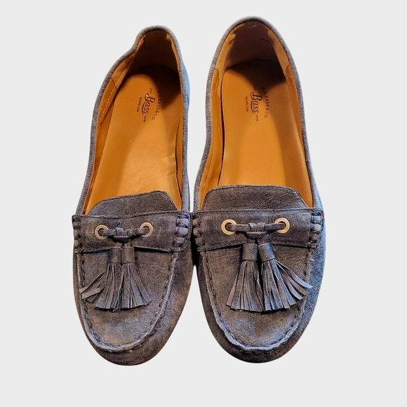 G.H. Bass Co. Bonnie Light Blue Suede Moccasins/Loafers with Tassels, Sz. 7 - Picture 1 of 12